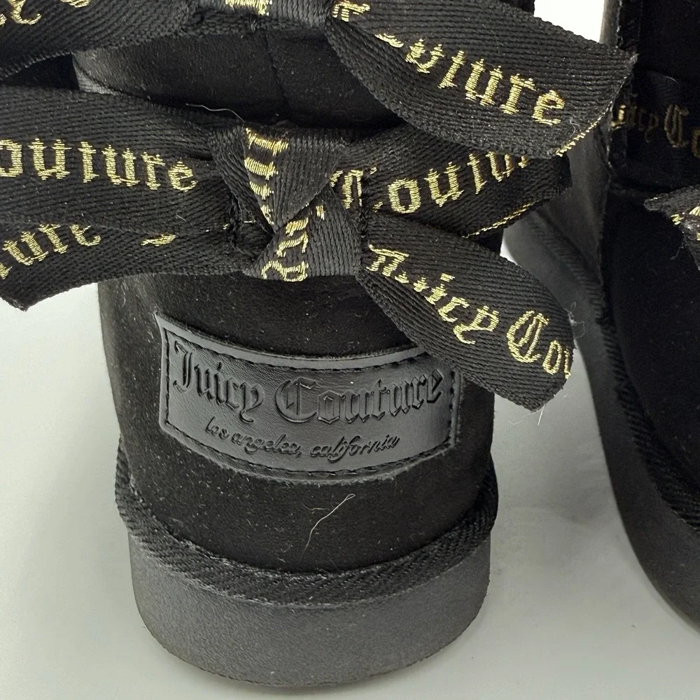 Juicy Couture Y2K Black Faux‎ Fur Winter Boots Women's Size 6